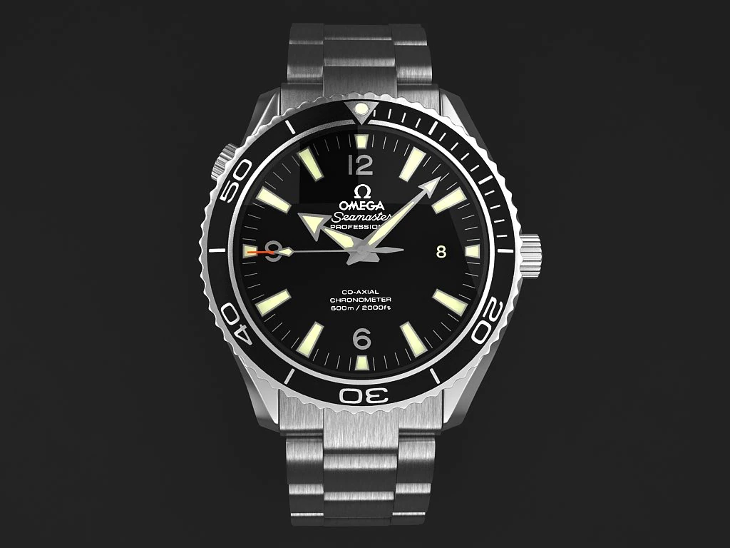 Omega Seamaster Planet Ocean Steel Braclet Mens WA 3D Model .c4d .max .obj .3ds .fbx .stl .blend 