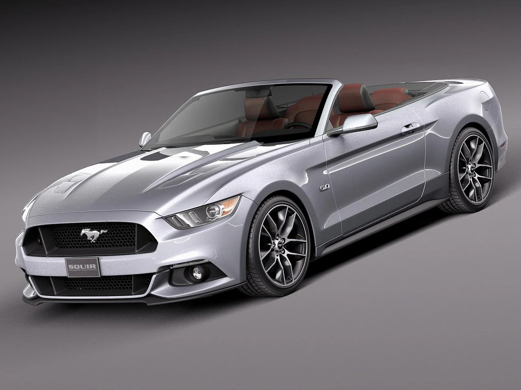 Mustang GT Convertible 2015 3D Model .c4d .max .obj .3ds .fbx .stl .blend
