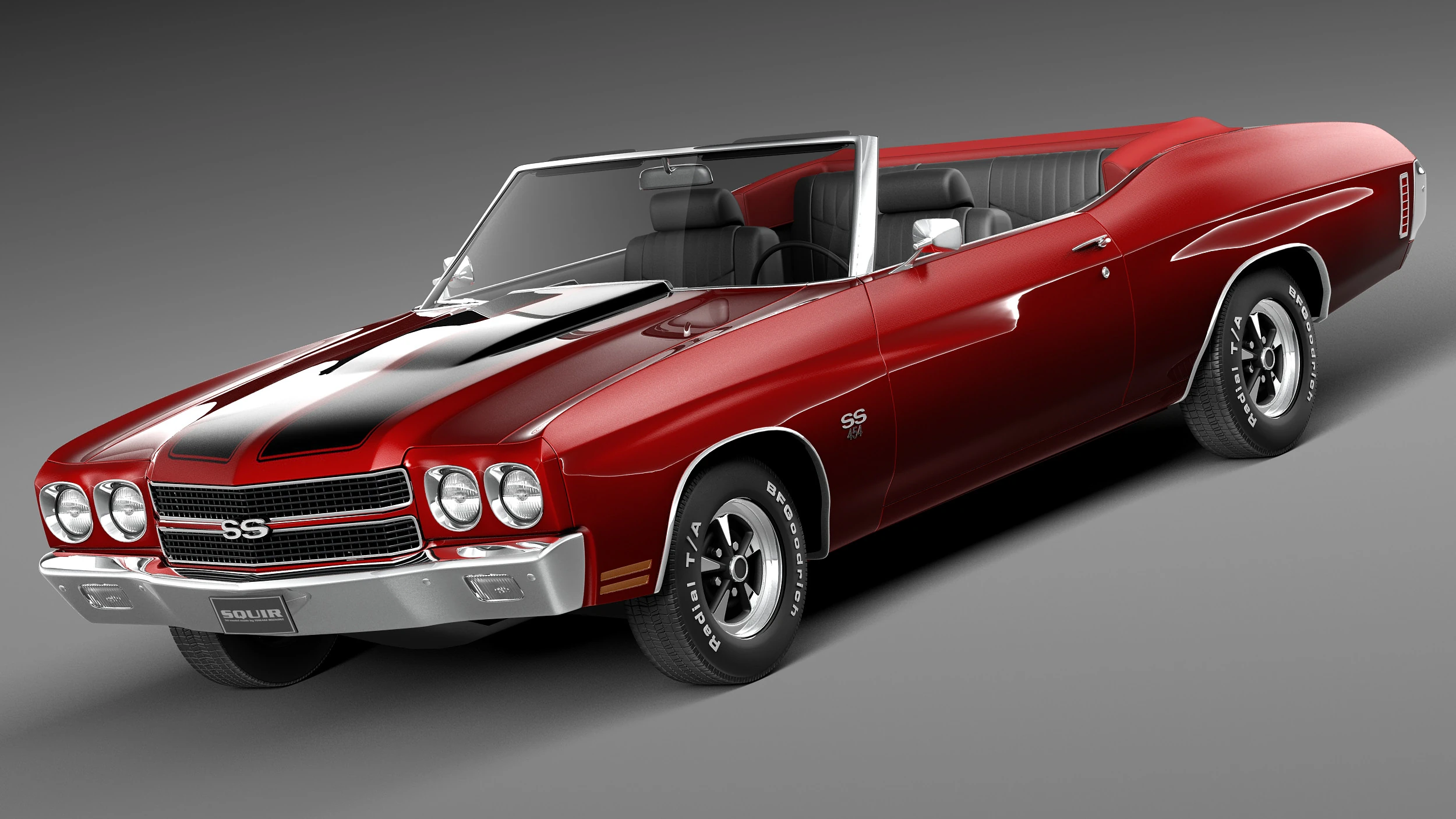 Chevrolet Chevelle SS Convertible 1970 3D Model .c4d .max .obj .3ds .fbx .stl .blend 