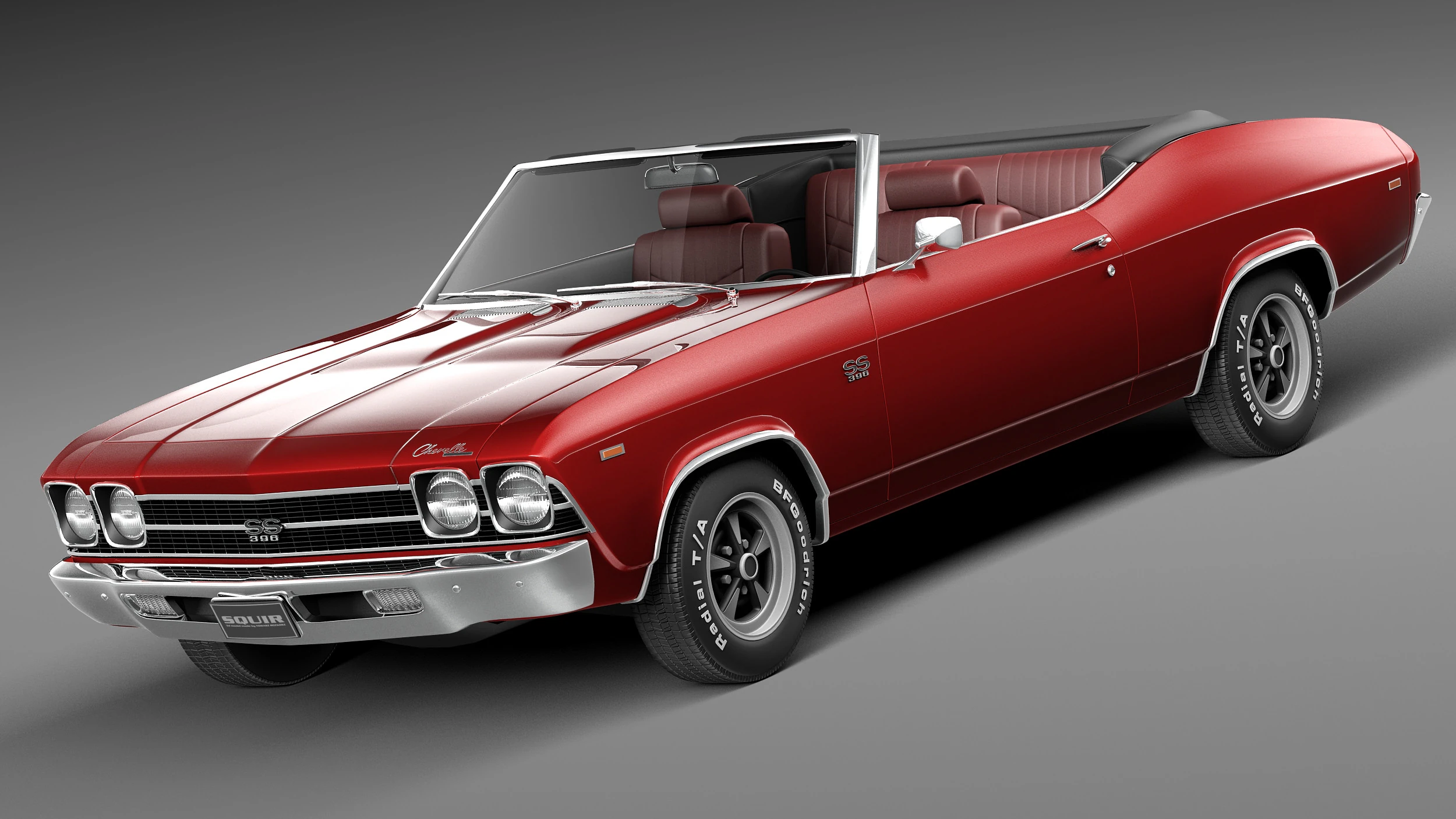 Chevrolet Chevelle SS Convertible 1969 3D Model .c4d .max .obj .3ds .fbx .stl .blend 