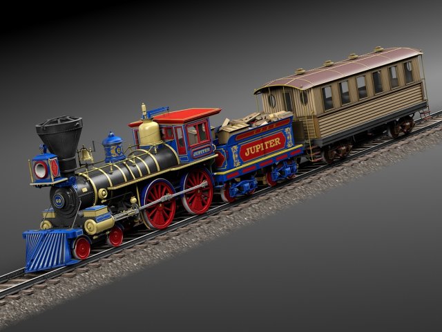 Jupiter Steam Train 1868 3Dモデル .c4d .max .obj .3ds .fbx .stl .blend 