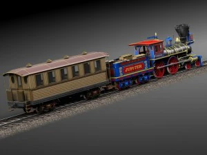 Jupiter Steam Train 1868 3D Model