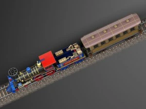 Jupiter Steam Train 1868 3D Model