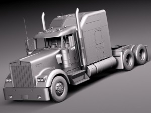 Kenworth W900 Sleeper Cab 2014 3D Модель