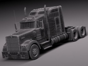Kenworth W900 Sleeper Cab 2014 3D Модель