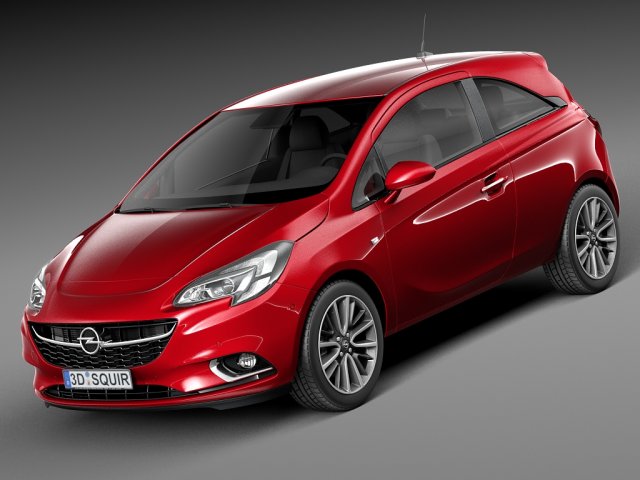 Opel Corsa 3-door 2015 3D-Modell .c4d .max .obj .3ds .fbx .stl .blend 