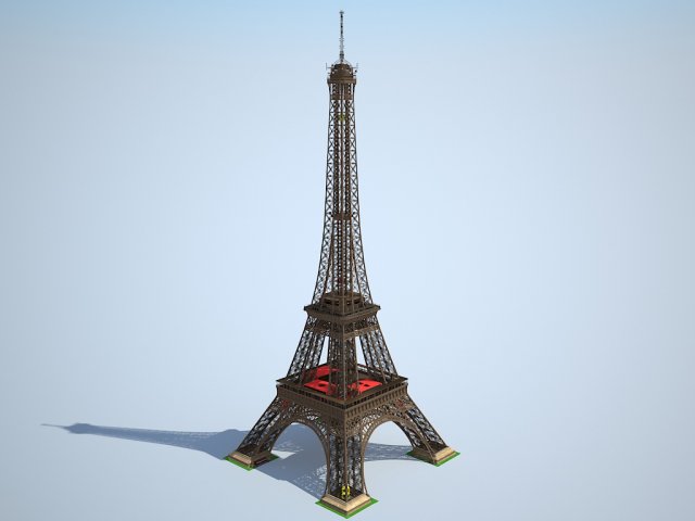 Eiffel Tower High Detailed 3D Model .c4d .max .obj .3ds .fbx .stl .blend 