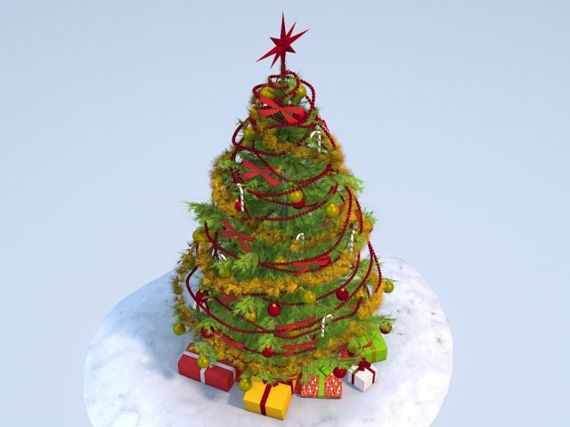 Christmas Tree High Detailed 3D Model .c4d .max .obj .3ds .fbx .stl .blend 