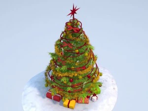 Kerstboom hoog gedetailleerd 3D Model