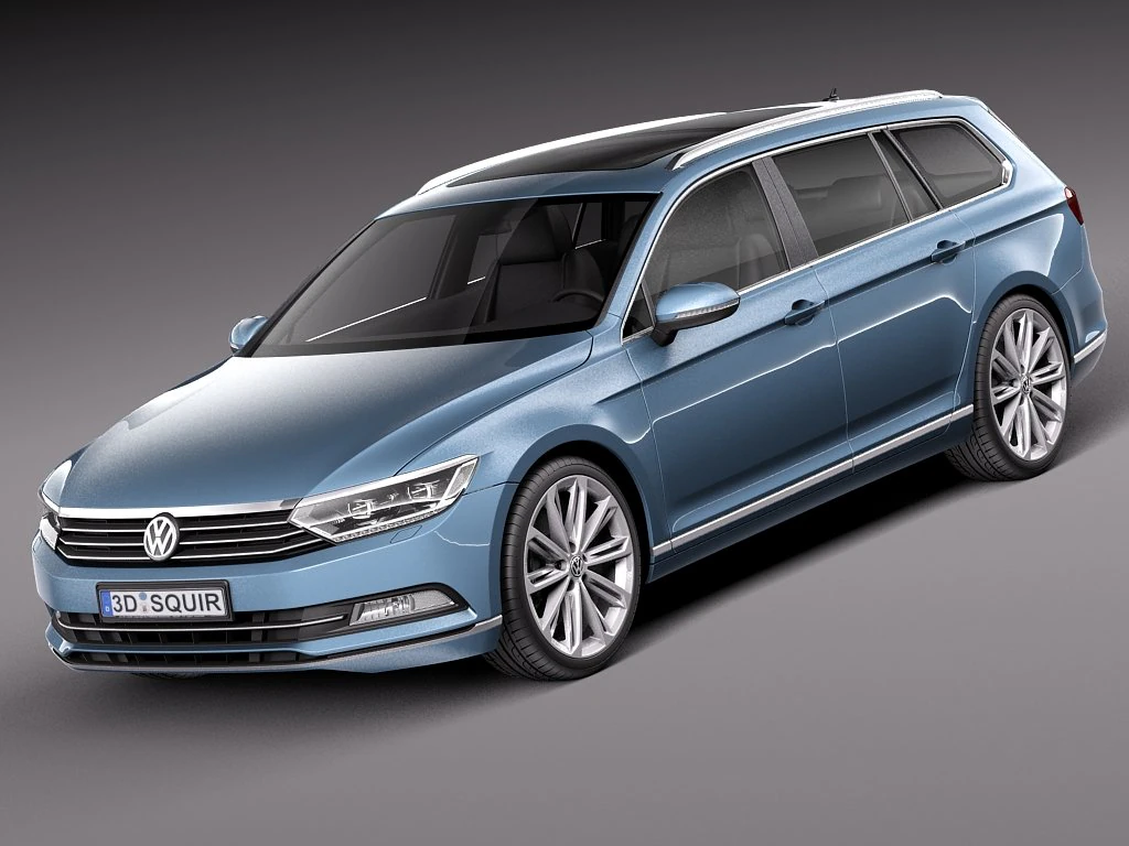 Volkswagen Passat Variant 2015 3D Model .c4d .max .obj .3ds .fbx .stl .blend