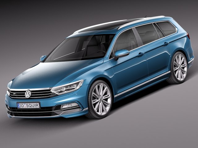 Volkswagen Passat Variant R-line 2015 3D 모델 .c4d .max .obj .3ds .fbx .stl .blend 