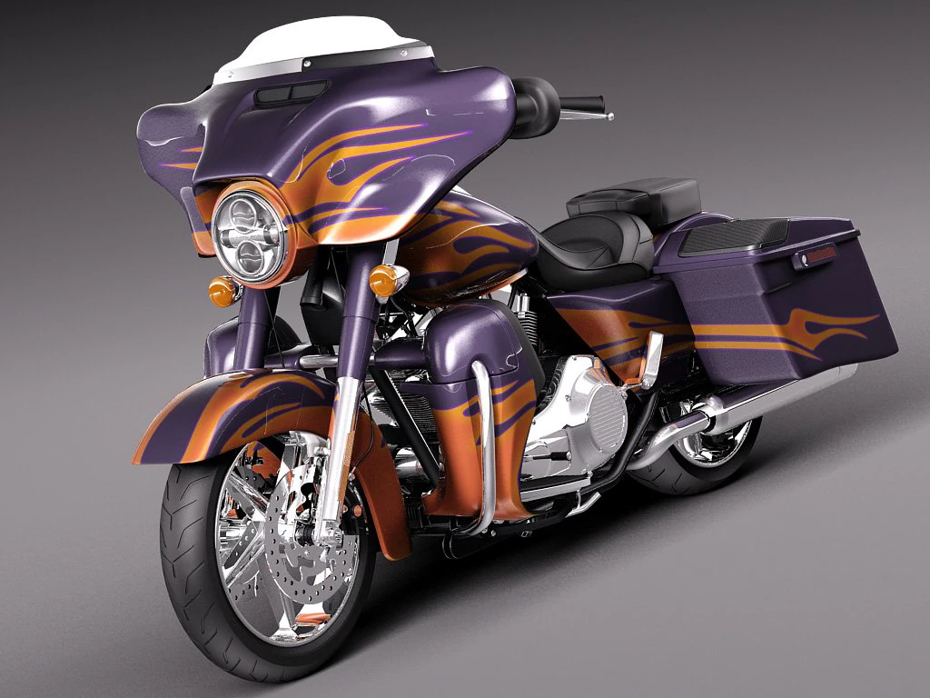 Harley Davidson Street Glide 2015 3D Model .c4d .max .obj .3ds .fbx .stl .blend