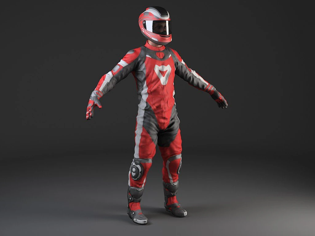 Biker Motorcycle Rider Rigged 3D Model .c4d .max .obj .3ds .fbx .stl .blend