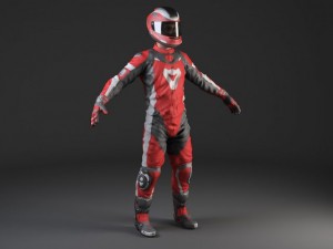 Biker Motorcycle Rider Rigged 3D Model