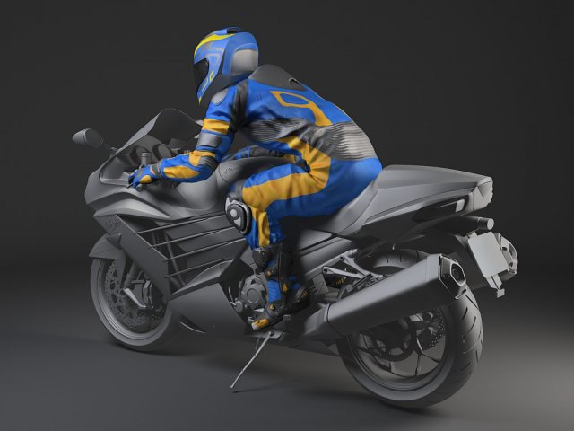 biker motorcycle rider rigged 3D Model