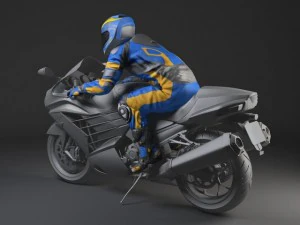 Biker Motorcycle Rider Rigged 3D Model