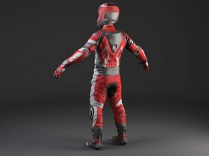 Biker Motorcycle Rider Rigged 3D Model