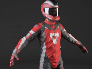 Biker Motorcycle Rider Rigged 3D Model