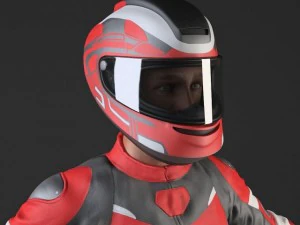Biker Motorcycle Rider Rigged 3D Model