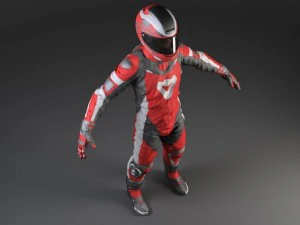Biker Motorcycle Rider Rigged 3D Model