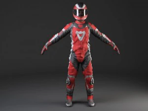 Biker Motorcycle Rider Rigged 3D Model