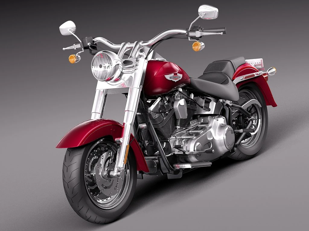 Harley Davidson Fat Boy 2015 3D Model .c4d .max .obj .3ds .fbx .stl .blend 