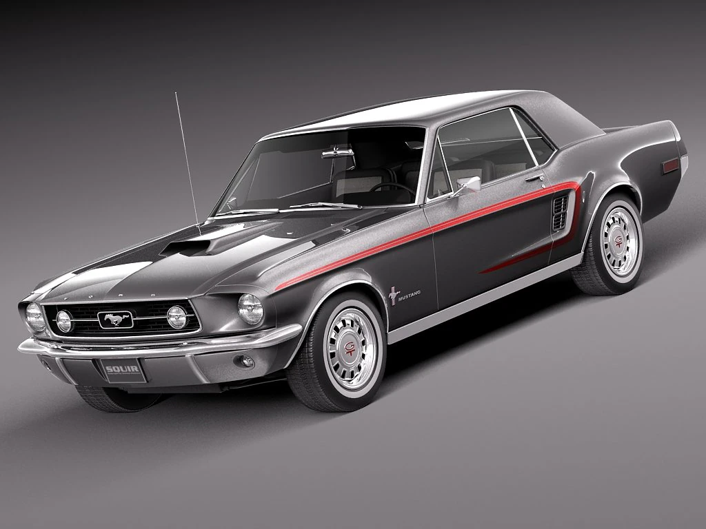 Mustang Coupe 1967 3D Model .c4d .max .obj .3ds .fbx .stl .blend 