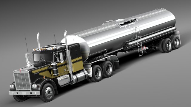 Kenworth W900 Tanker Truck 1974 3D 模型 .c4d .max .obj .3ds .fbx .stl .blend 