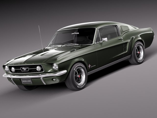 Mustang Fastback 1967 3D Модель .c4d .max .obj .3ds .fbx .stl .blend 