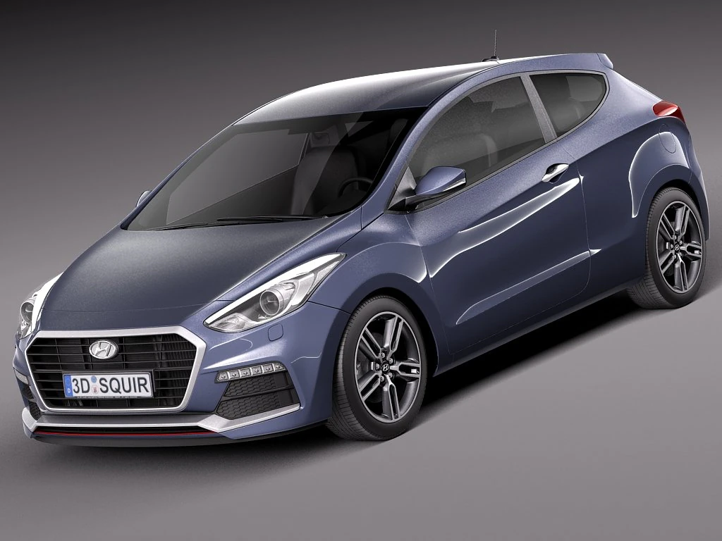 Hyundai i30 Turbo 3-door 2015 3D Model .c4d .max .obj .3ds .fbx .stl .blend 