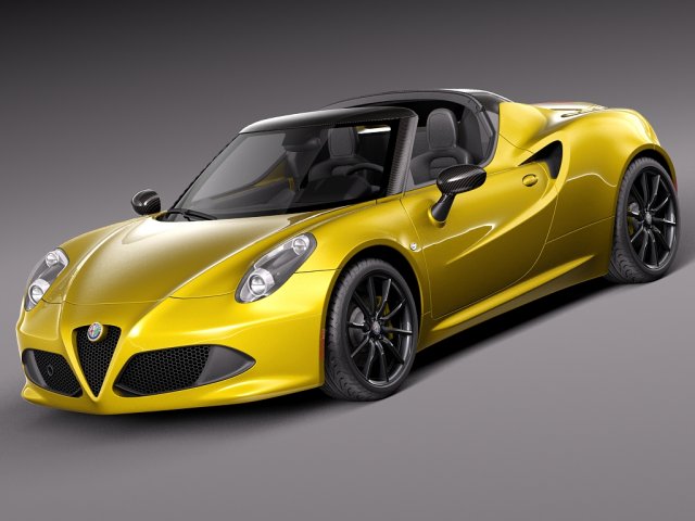 Alfa Romeo 4C Spider 2015 3D Model .c4d .max .obj .3ds .fbx .stl .blend 