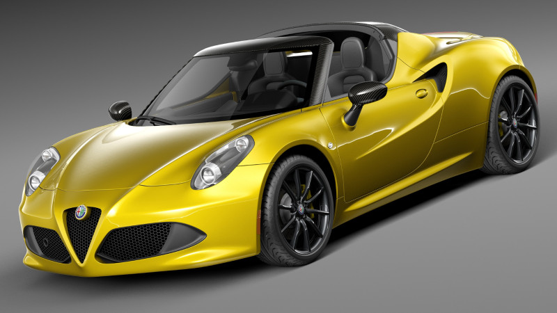 Alfa Romeo 4C Spider 2015 Model 3D .c4d .max .obj .3ds .fbx .stl .blend 