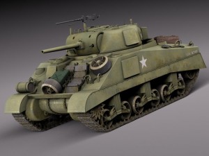M4A2 Sherman Tank with Equipment 3D Model