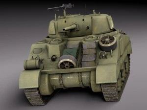 M4A2 Sherman Tank with Equipment 3D Model