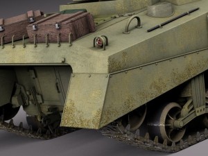 M4A2 Sherman Tank with Equipment 3D मॉडल