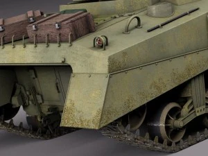 M4A2 Sherman Tank with Equipment 3D Model