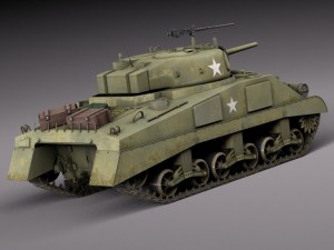 M4A2 Sherman Tank with Equipment 3D मॉडल