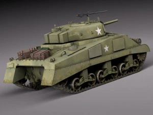 M4A2 Sherman Tank with Equipment 3D Model