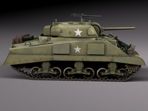 M4A2 Sherman Tank with Equipment 3D मॉडल