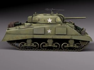 M4A2 Sherman Tank with Equipment 3D Model