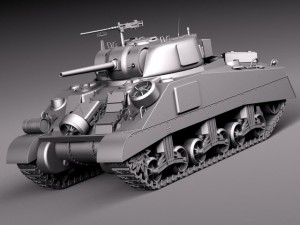 M4A2 Sherman Tank with Equipment 3D मॉडल