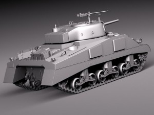 M4A2 Sherman Tank with Equipment 3D मॉडल