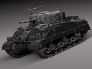 M4A2 Sherman Tank with Equipment 3D मॉडल