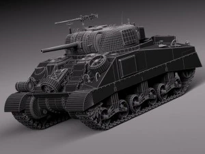M4A2 Sherman Tank with Equipment 3D Model