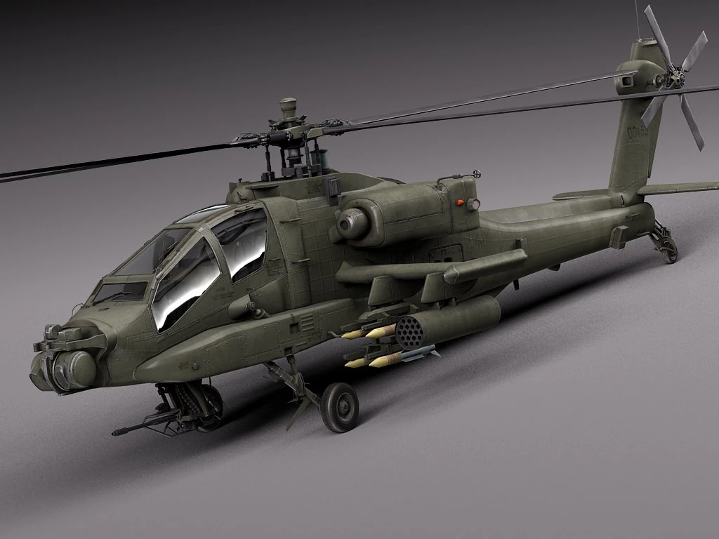 AH64A Apache Helicopter 3D Model .c4d .max .obj .3ds .fbx .stl .blend 