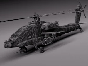 AH64A Apache Helicopter 3D Model