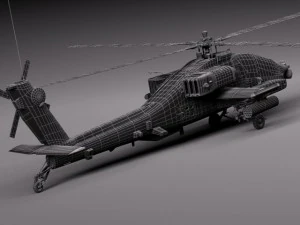 AH64A Apache Helicopter 3D Model
