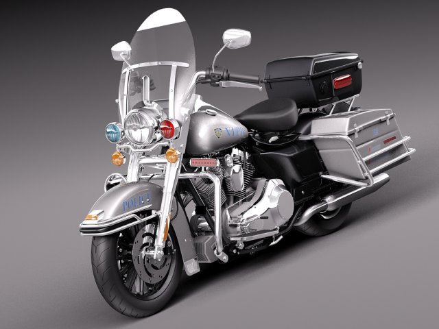 Harley Davidson Road King NYPD Police 2015 Model 3D .c4d .max .obj .3ds .fbx .stl .blend 