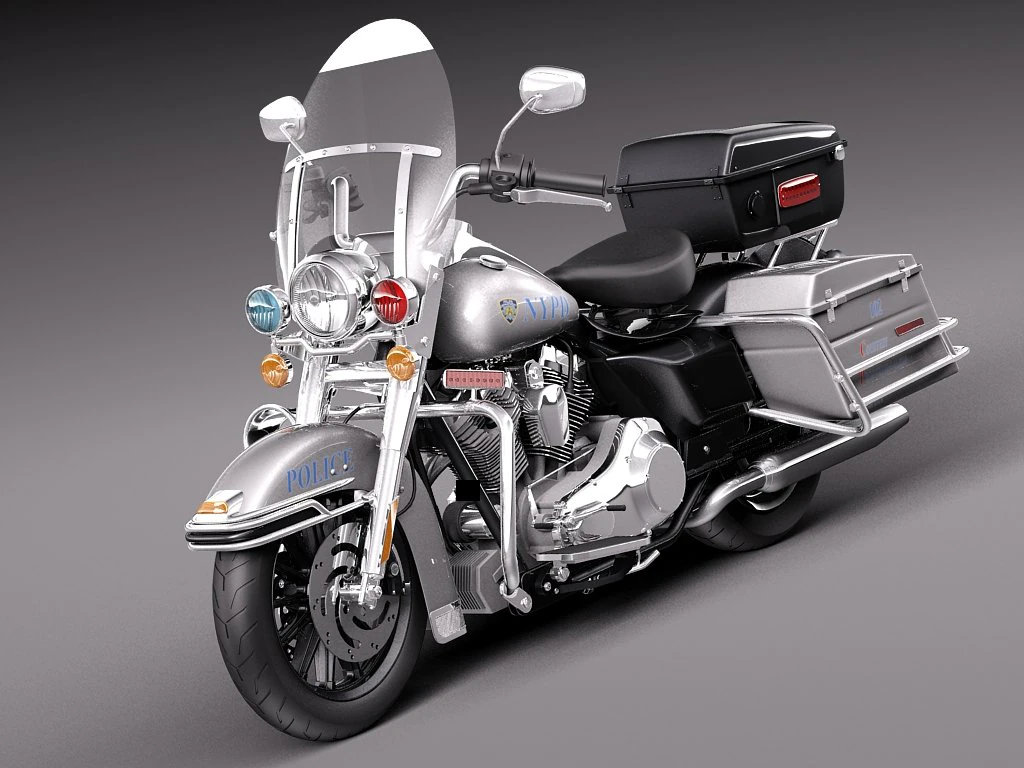 Harley Davidson Road King NYPD Police 2015 3D Model .c4d .max .obj .3ds .fbx .stl .blend