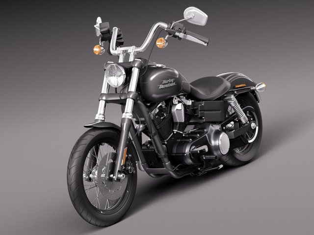 Harley Davidson Sportster Dyna Street Bob 2015 Model 3D .c4d .max .obj .3ds .fbx .stl .blend 